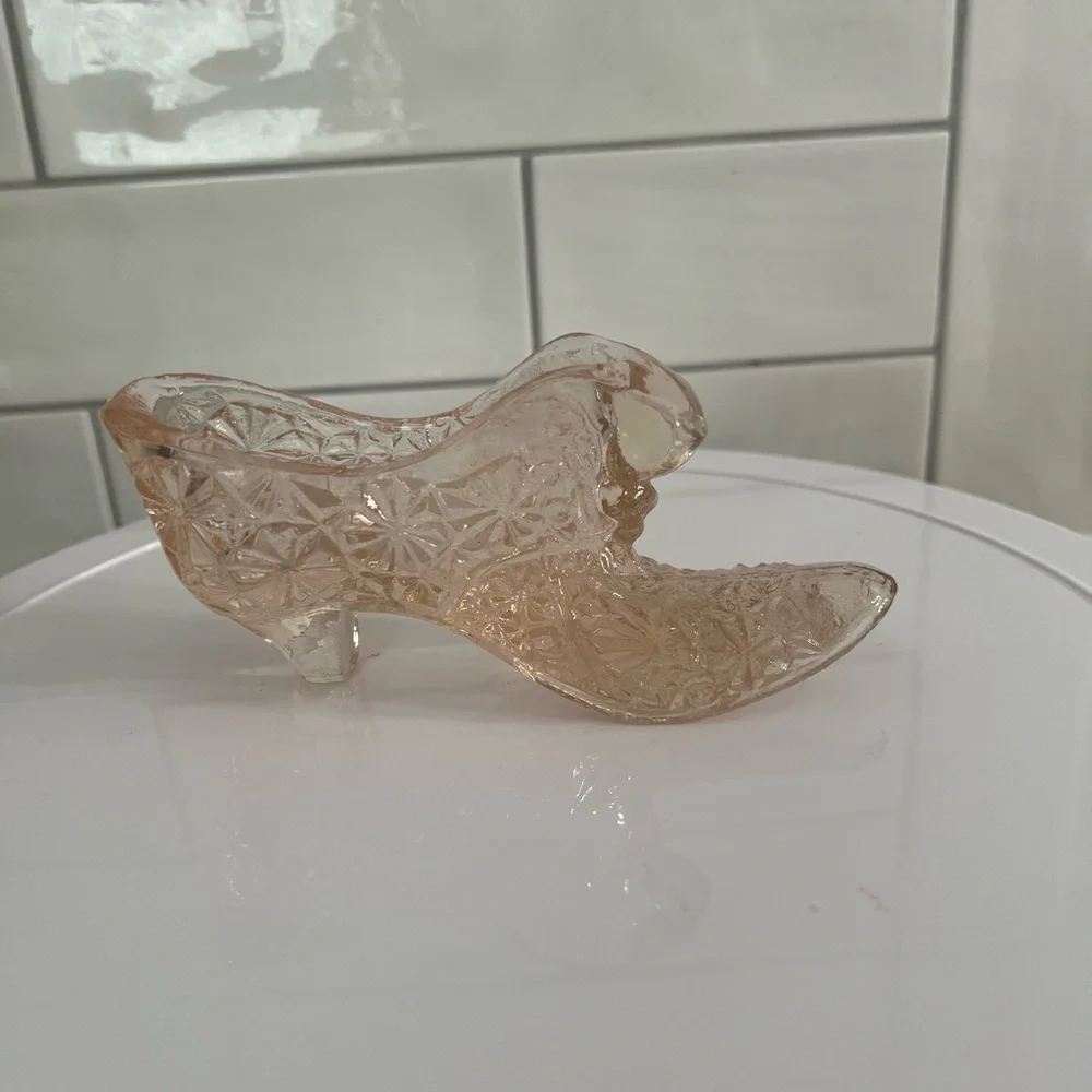 Vintage Pink Glass Shoe
